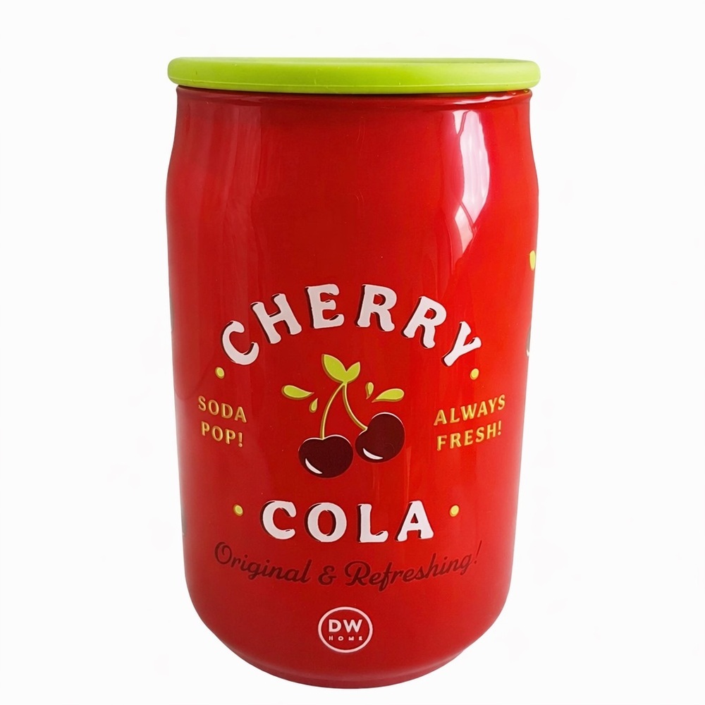 Cherry Cola Soda Pop Candle Red Ceramic Can Jar 6.2oz Novelty Gift NWT